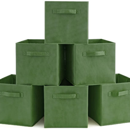Pack of 6 Foldable Fabric Basket,  Collapsible Storage Cube for Nursery, Office, Home Decor, Shelf Cabinet, Cube Organizers (Kale Green)
