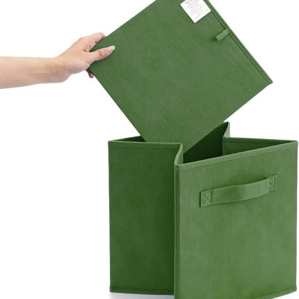Pack of 6 Foldable Fabric Basket,  Collapsible Storage Cube for Nursery, Office, Home Decor, Shelf Cabinet, Cube Organizers (Kale Green)