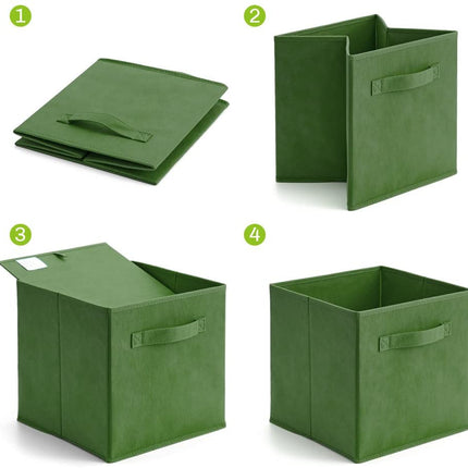 Pack of 6 Foldable Fabric Basket,  Collapsible Storage Cube for Nursery, Office, Home Decor, Shelf Cabinet, Cube Organizers (Kale Green)
