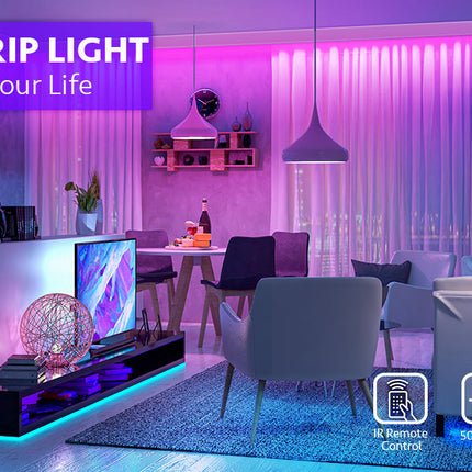 12M LED Strip Lights Rope Light for Bedroom and Home (5050 Lights Strip App with Remote Control)