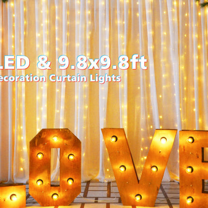 USB Powered 300 LED Curtain String Light with 8 Modes and Remote Control for Bedroom Party Wedding Decorations