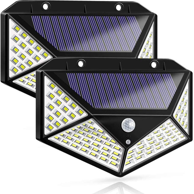 100 Waterproof LED Motion Sensor Solar Security Lights Outdoor (2pack)