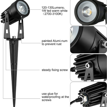 3 x LED Spotlights Powered Solar Garden Lights Outdoor Waterproof (Warm White)