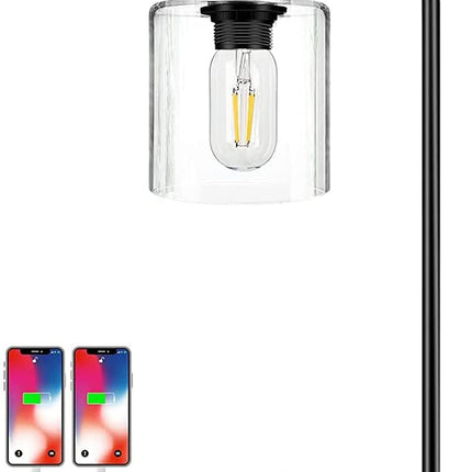 Industrial Table Lamp with 2 USB Port for Bedside Nightstand Desk and Living Room Office (Bulb not Included)