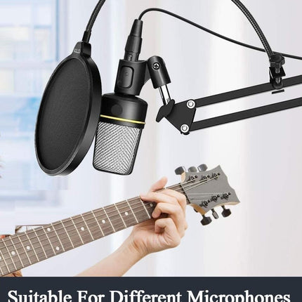 Microphone Radio Broadcasting Stand with 3/8"to 5/8" Screw Adapter and Windscreen Pop Filter