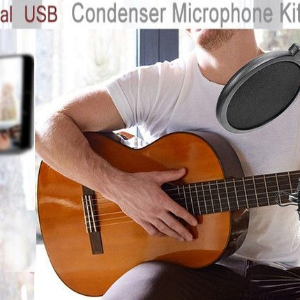 USB Condenser Microphone Kit with Adjustable Scissor Arm Stand Shock Mount for Podcasting, Gaming, Studio and Home Recording