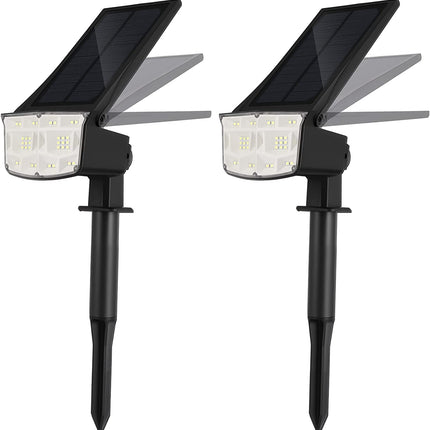 2 Pack 38 LEDs Solar Landscape Spotlights with 70&deg; Adjustable Panel and IP65 Waterproof (White)