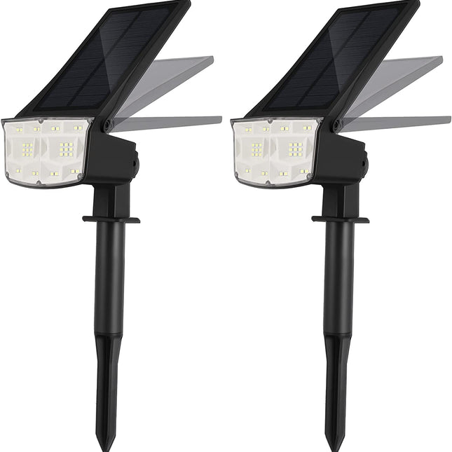 2 Pack 38 LEDs Solar Landscape Spotlights with 70&deg; Adjustable Panel and IP65 Waterproof (White)