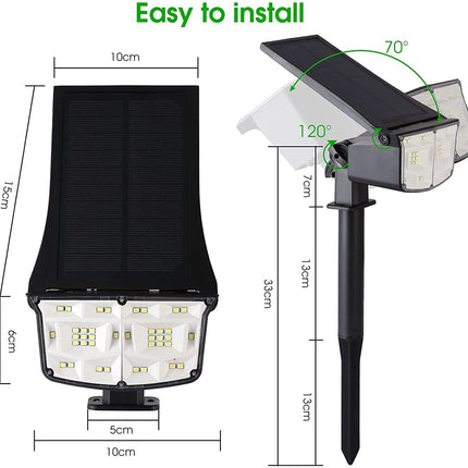 2 Pack 38 LEDs Solar Landscape Spotlights with 70&deg; Adjustable Panel and IP65 Waterproof (White)