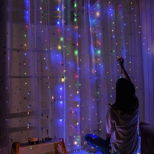 LED String Lights Curtain for Bedroom Wall Party, 8 Modes, USB Powered and IP64 Waterproof (3m x 3m)