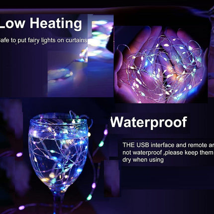 LED String Lights Curtain for Bedroom Wall Party, 8 Modes, USB Powered and IP64 Waterproof (3m x 3m)
