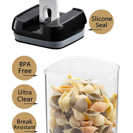 7 Pieces Airtight Food Storage and BPA Free Plastic with Easy Lock Black Lids Labels for Kitchen