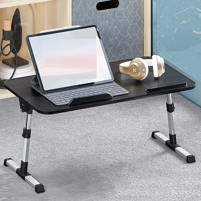 Large Size Folding and Adjustable Laptop Bed Tray Table for, Writing, Drawing and Working - 60 x 33 cm (Black)