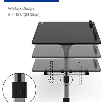 Large Size Folding and Adjustable Laptop Bed Tray Table for, Writing, Drawing and Working - 60 x 33 cm (Black)