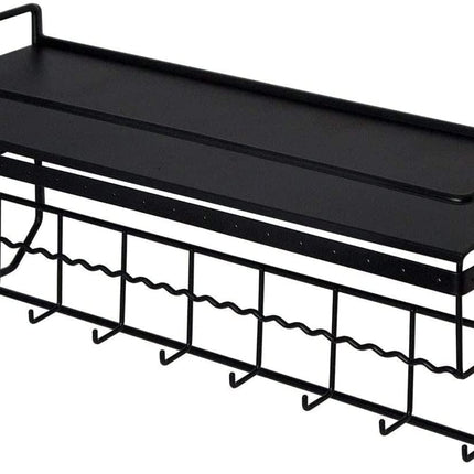 Wall Mounted Classic Black Iron Designer for Cosmetics and Jewelry Storage Shelf