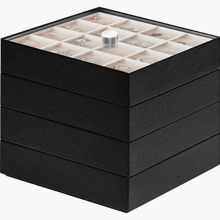 Stackable Jewelry Tray with Mirror Cover (Black)