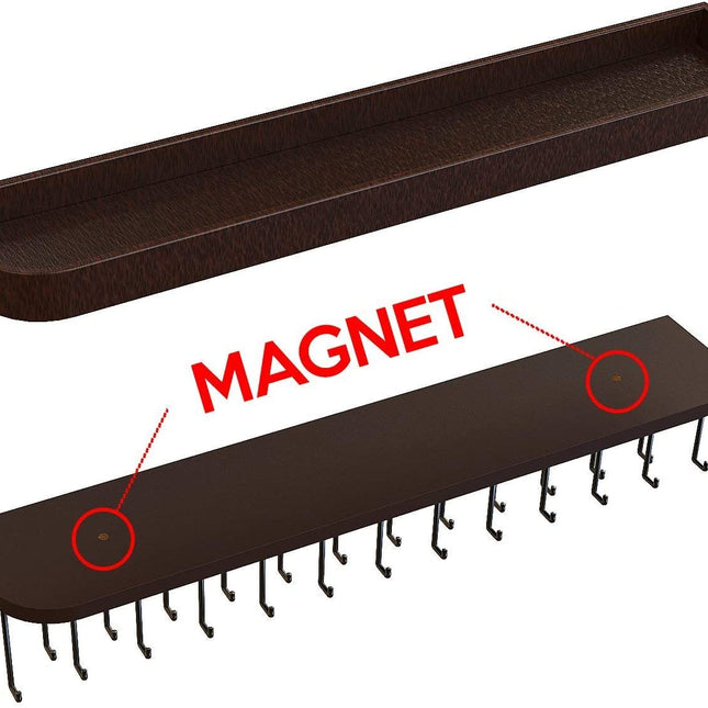 Wall Mount Hanging Jewelry Organizer with 25 Hooks(Brown)