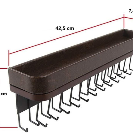 Wall Mount Hanging Jewelry Organizer with 25 Hooks(Brown)