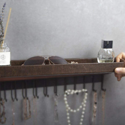 Wall Mount Hanging Jewelry Organizer with 25 Hooks(Brown)