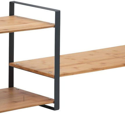 Bamboo Monitor Laptop Stand with 2 Tier Storage (Black)