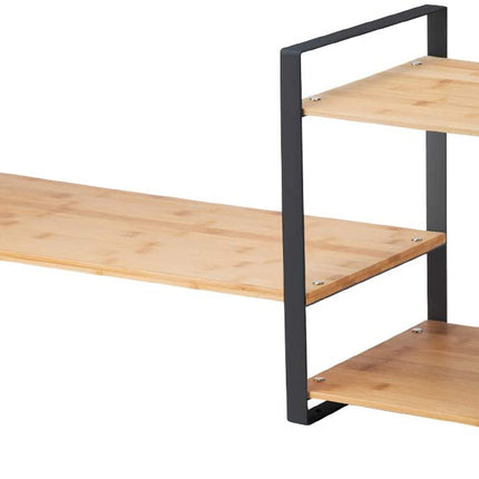 Bamboo Monitor Laptop Stand with 2 Tier Storage (Black)