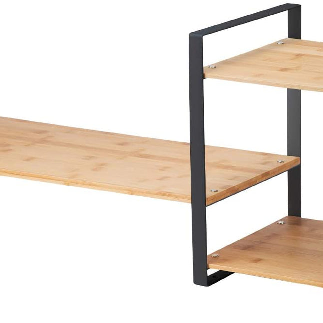 Bamboo Monitor Laptop Stand with 2 Tier Storage (Black)