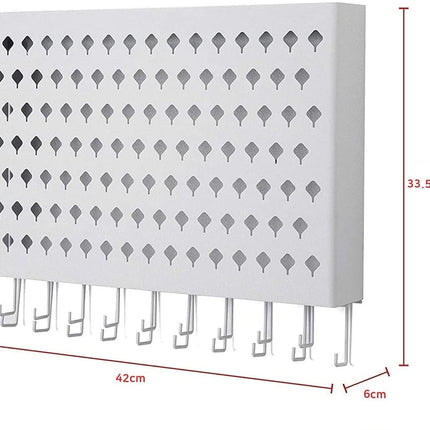 Wall Mount Earring Jewelry Hanger Organizer Holder with 109 Holes and 19 Hooks (White)