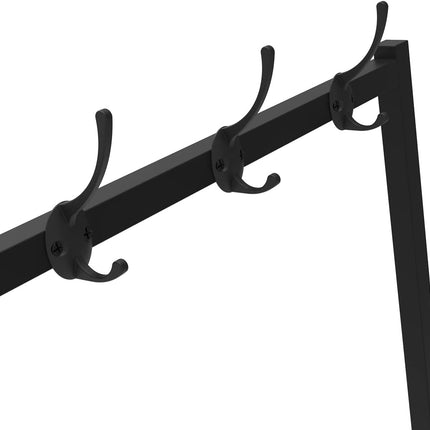 Multifunctional 5 In 1 Coat rack Entryway Hall Tree with Shoe Storage and Dressing Mirror (Black, 190 x 81 cm)