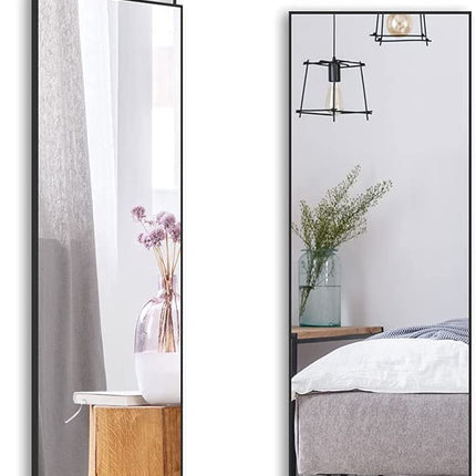 Full-Length Door Mirror Long Standing for Bedroom and Bathroom (152 x 46cm, Black)