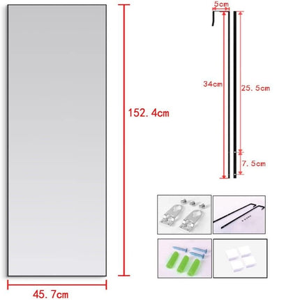 Full-Length Door Mirror Long Standing for Bedroom and Bathroom (152 x 46cm, Black)