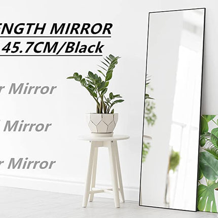 Full-Length Door Mirror Long Standing for Bedroom and Bathroom (152 x 46cm, Black)