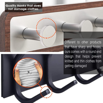 Wood Over The Door Rack Hanger Organiser with 3 Strong Steel Hooks