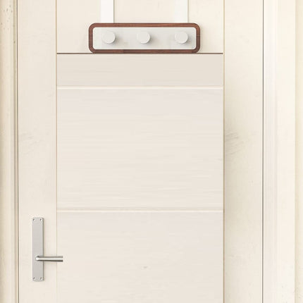 Wood Over The Door Rack Hanger Organiser with 3 Strong Steel Hooks