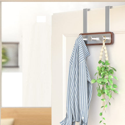Wood Over The Door Rack Hanger Organiser with 3 Strong Steel Hooks