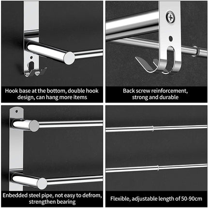 Stretchable 45-75 cm Towel Bar for Bathroom and Kitchen (Two Bars)