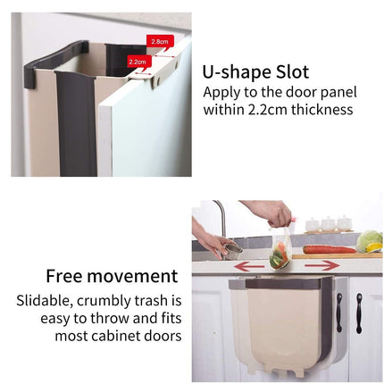 Foldable Wall Trash Bin Hanging Waste Bin Under Kitchen Sink with Top Ring to Fix Garbage Bag (Gray)