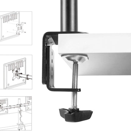 360 Degree Rotation Dual LCD LED Monitor Desk Mount Stand Fits 2 Screens Up to 27"