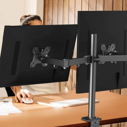 360 Degree Rotation Dual LCD LED Monitor Desk Mount Stand Fits 2 Screens Up to 27"