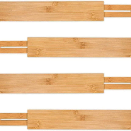 4 Pack Bamboo Adjustable Kitchen Drawer Dividers (Large, 44-55 cm)