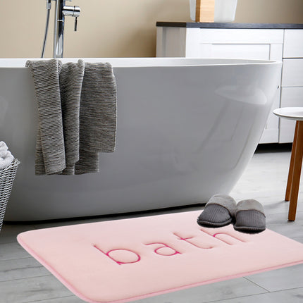 Extra Thick Memory Foam & Super Comfort Bath Rug Mat for Bathroom (60 x 40 cm, Pink)