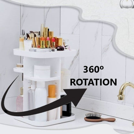 360 Rotating Large Capacity Makeup Organizer for Bedroom and Bathroom (White)