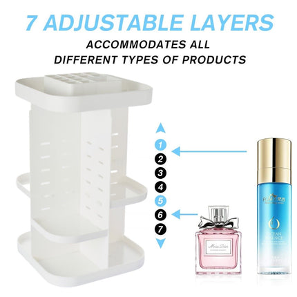 360 Rotating Large Capacity Makeup Organizer for Bedroom and Bathroom (White)