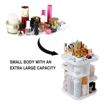360 Rotating Large Capacity Makeup Organizer for Bedroom and Bathroom (White)