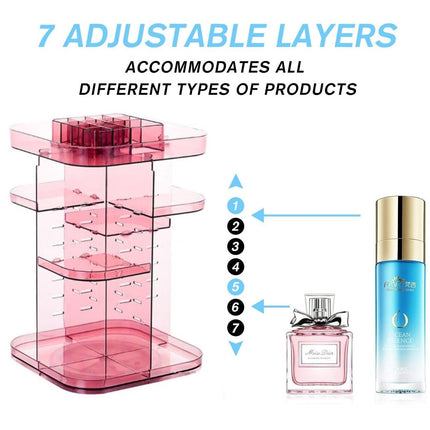 360 Rotating Large Capacity Makeup Organizer for Bedroom and Bathroom (Pink)