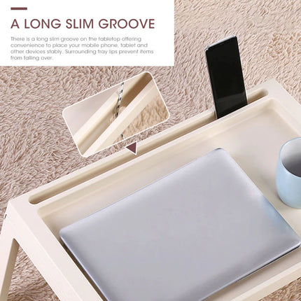 Multifunction Laptop Bed Desk with foldable legs for Home Office (White)