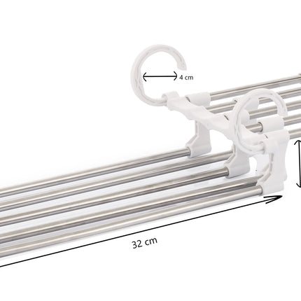 2 Pack Stainless Steel Adjustable 5 in 1 Pants Hangers Non-Slip Space Saving for Home Storage