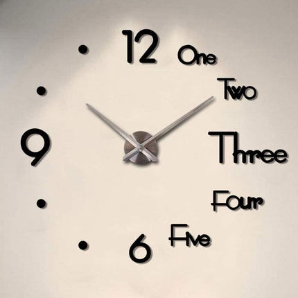 DIY Wall Clock Modern Frameless Large 3D Wall Watch Giant Roman Numerals for Home Living Room and Bedroom (Large)