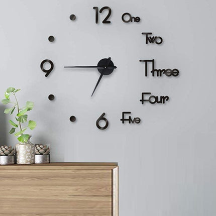 DIY Wall Clock Modern Frameless Large 3D Wall Watch Giant Roman Numerals for Home Living Room and Bedroom (Large)