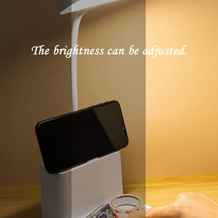 LED Desk lamp with Pen Holder with USB Charging Port and Adjustable 3 Kinds of Light for Office and Bedroom