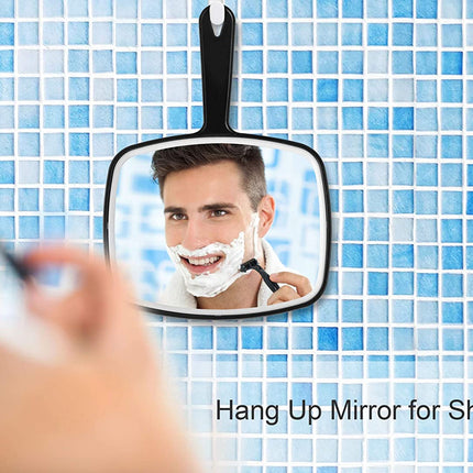 Extra Large Black Handheld Mirror with Handle (24 x 16 cm)